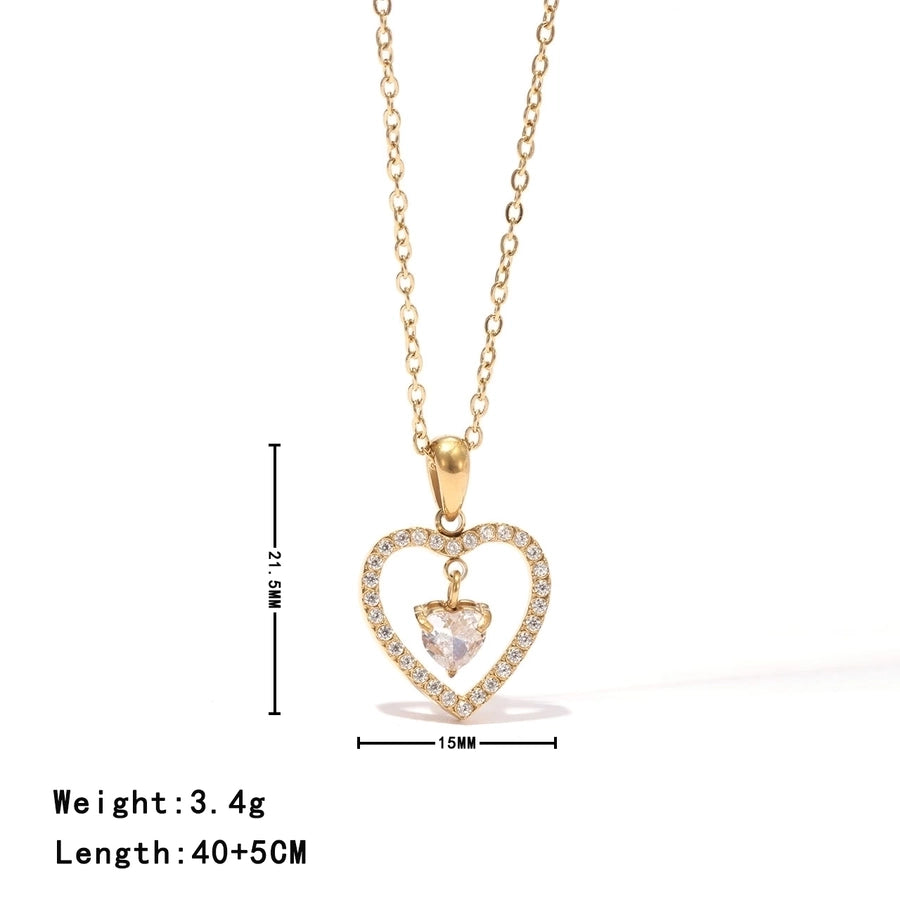 Jewelry Cute Vintage Style Simple Style Heart Shape 304 Stainless Steel 16K Gold Plated Pendant Necklace