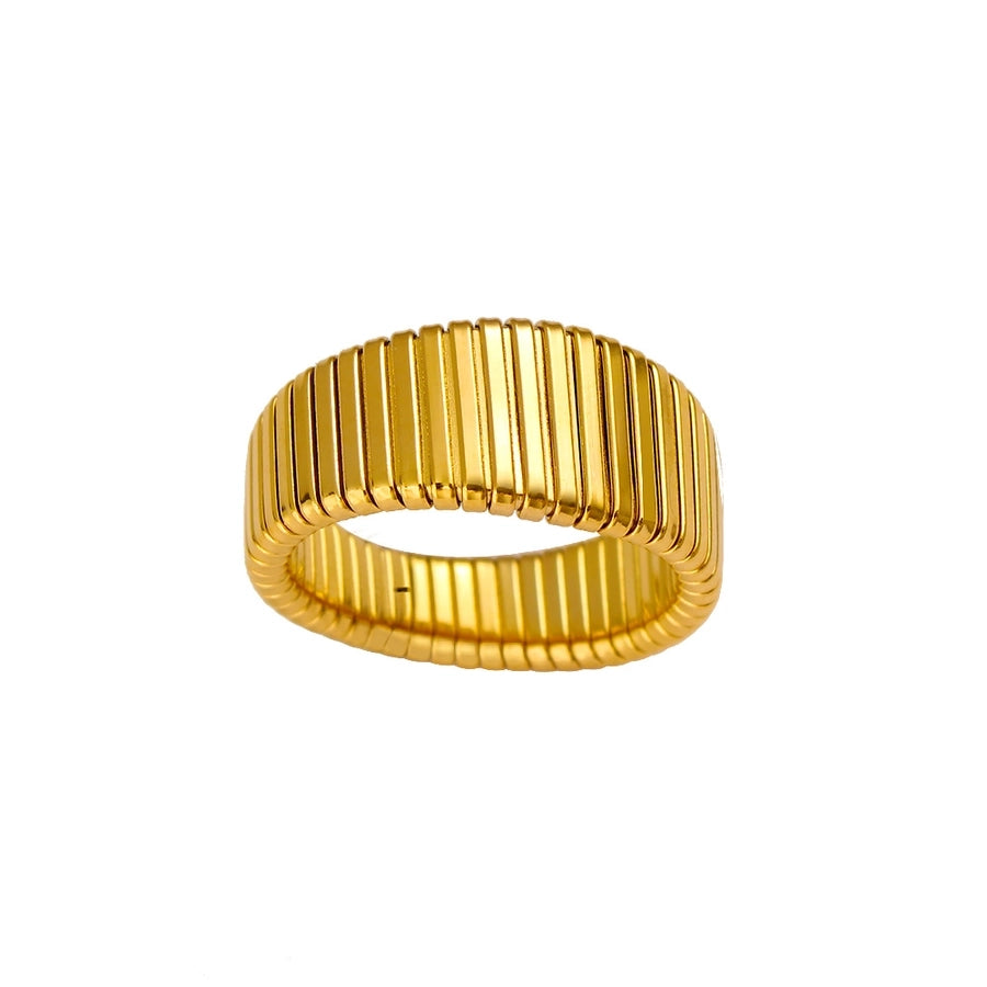 Jewelry Vacation Japanese Style Commute Stripe 304 Stainless Steel 18K Gold Plated Rings