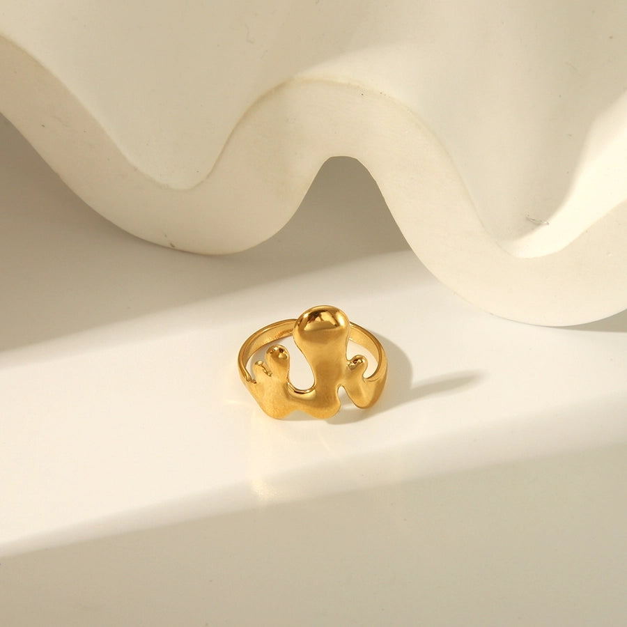 Jewelry Simple Style Irregular Solid Color Bow Knot 304 Stainless Steel 18K Gold Plated Open Rings