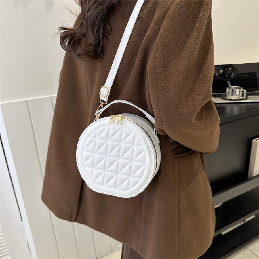 Women's Medium Pu Leather Solid Color Streetwear Round Zipper Crossbody Bag