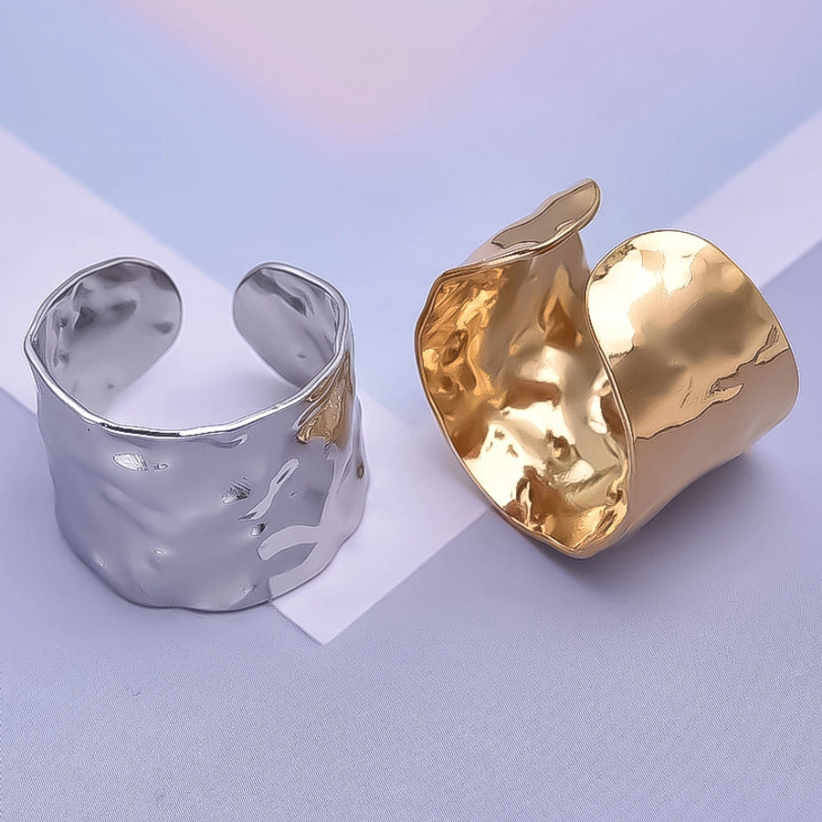 Jewelry IG Style French Style Geometric 304 Stainless Steel 18K Gold Plated Irregular Polishing Open Rings