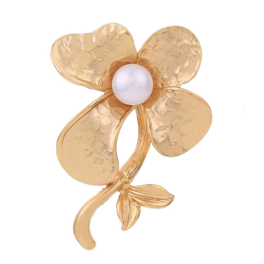 elegant lady flower alloy inlay pearl women's brooches 1 piece