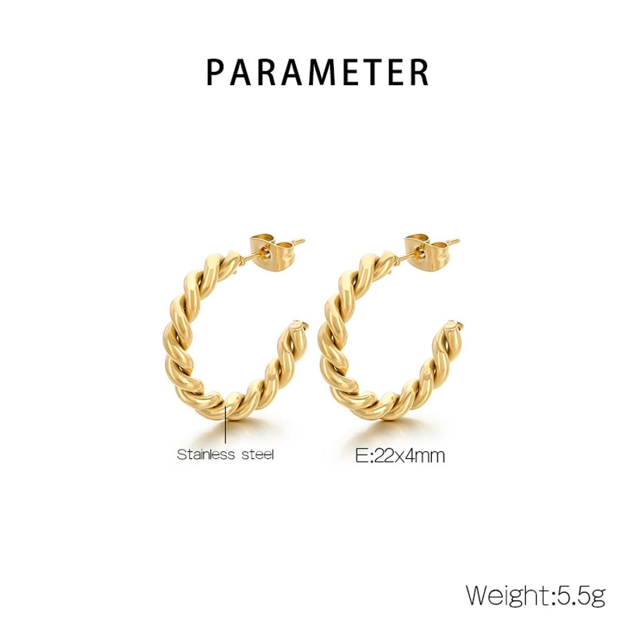 1 Pair Simple Style C Shape 304 Stainless Steel 18K Gold Plated Stainless Steel Earrings