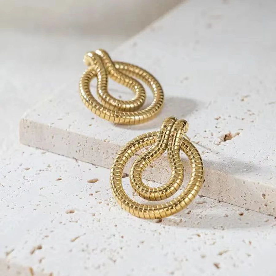 1 Pair Elegant Geometric Solid Color 304 Stainless Steel 18K Gold Plated Stainless Steel Earrings