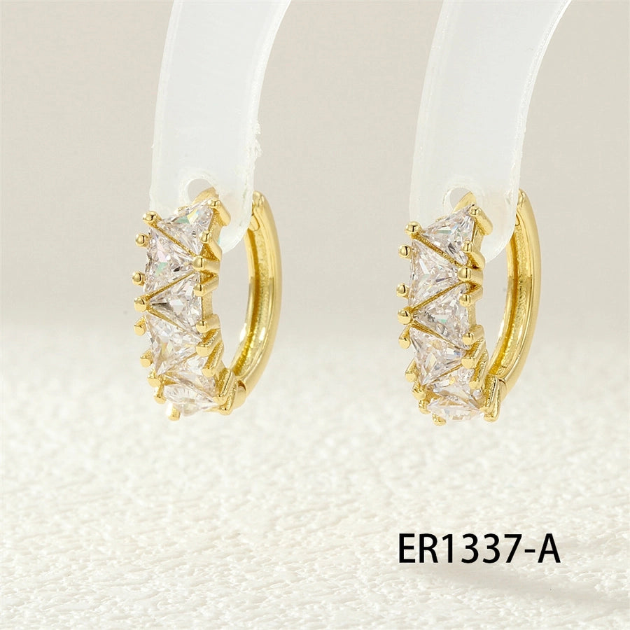 1 Pair IG Style Simple Style Commute Round Plating Inlay Copper Zircon 18K Gold Plated Hoop Earrings