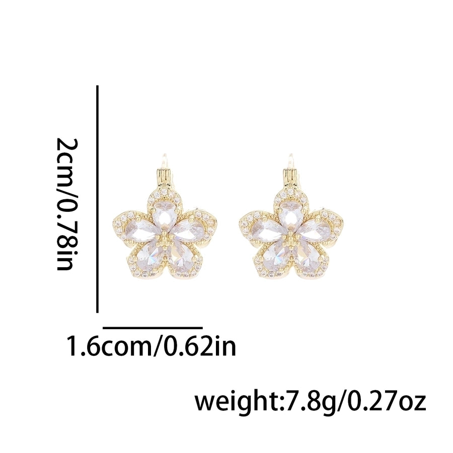 1 Pair Elegant Simple Style Flower Copper Resin 14K Gold Plated Earrings