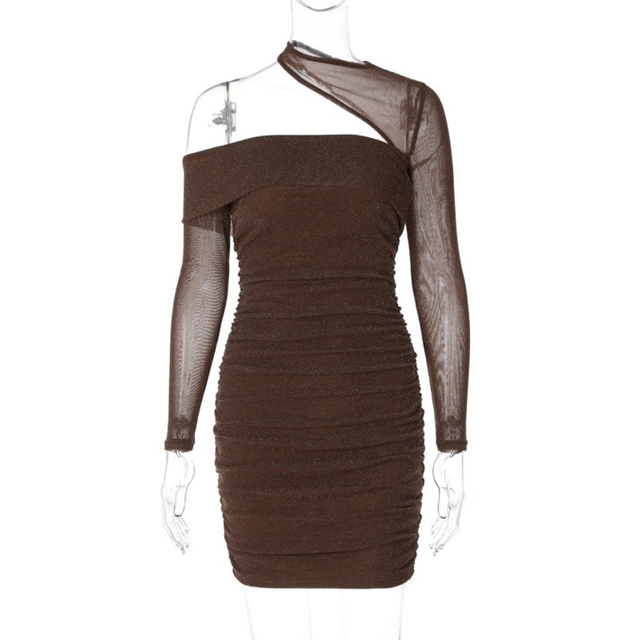 Women's Sheath Dress Elegant Sexy Halter Neck Long Sleeve Solid Color Above Knee Holiday