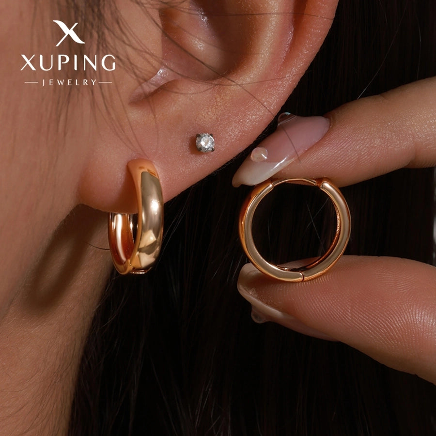 1 Pair Elegant Simple Style Streetwear Round Plating Copper 18K Gold Plated Copper Earrings