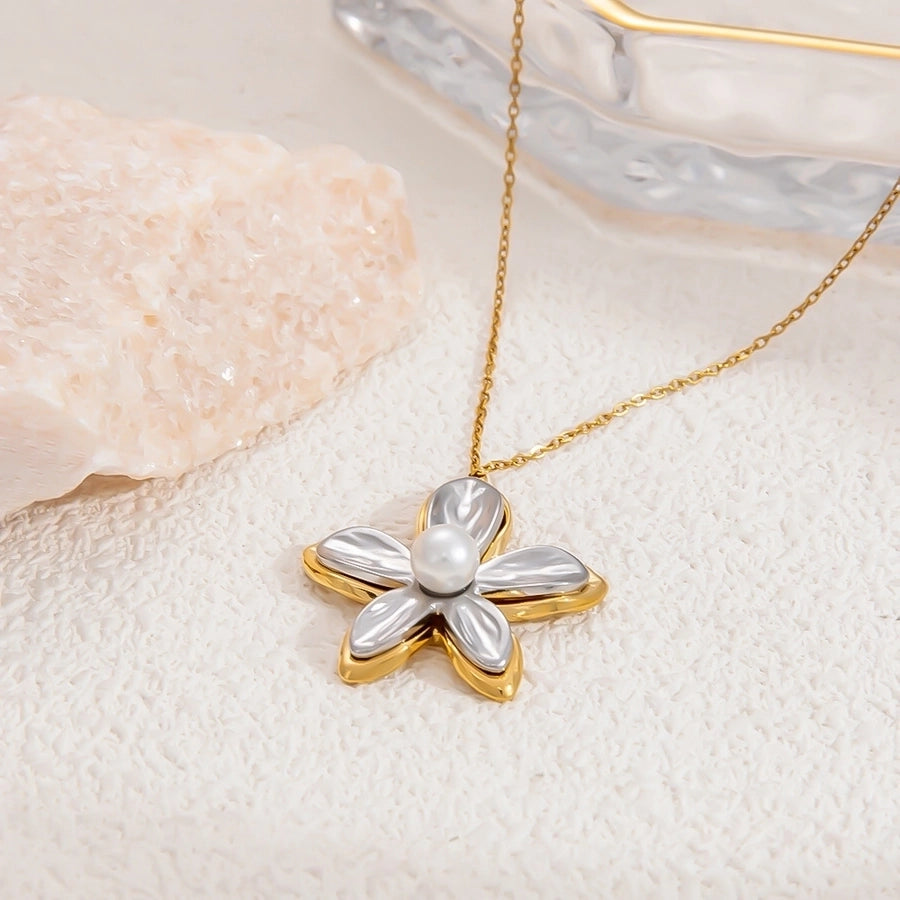 Jewelry Retro Simple Style Flower 304 Stainless Steel Plating Earrings Necklace