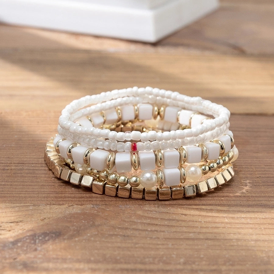 bohemian geometric mixed materials beaded artificial pearls shell bracelets