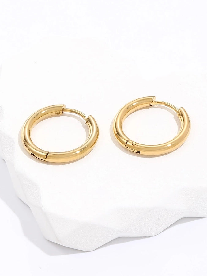 1 Piece Fashion Circle Plating 201 Stainless Steel 18K Gold Plated Earrings