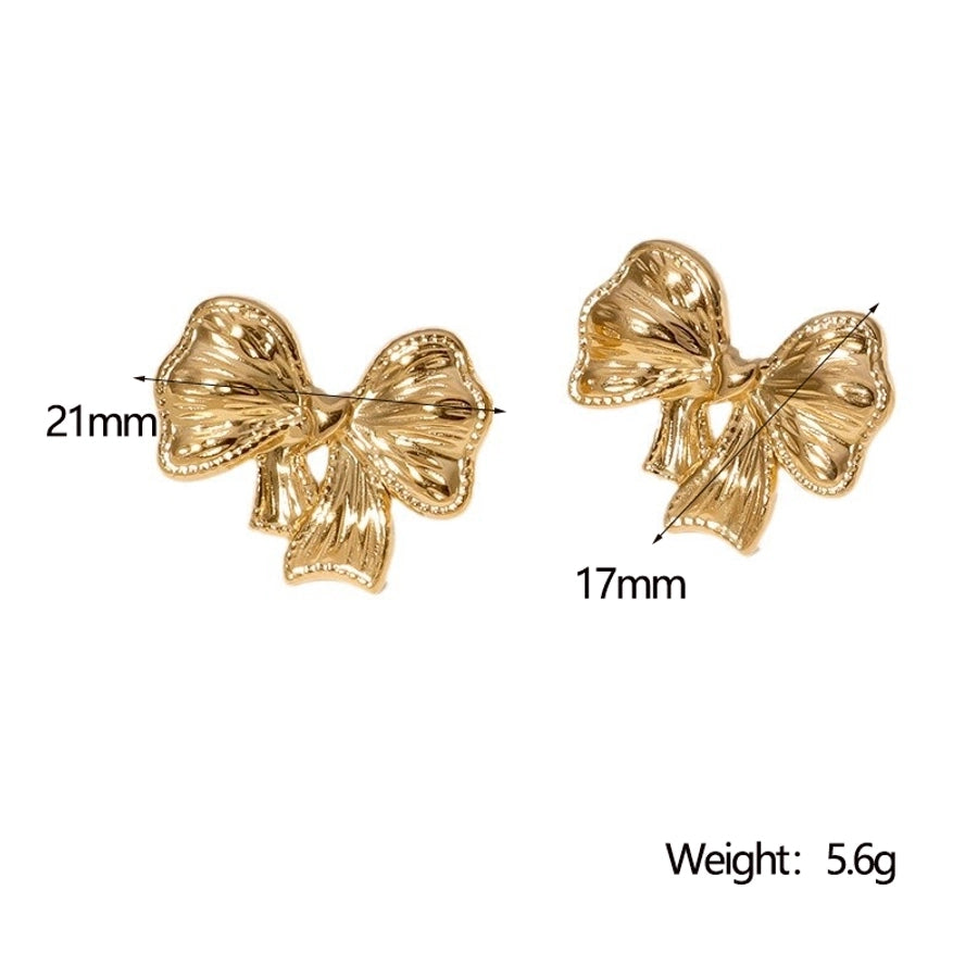 1 Pair IG Style Modern Style Simple Style Bow Knot 304 Stainless Steel 18K Gold Plated Ear Studs