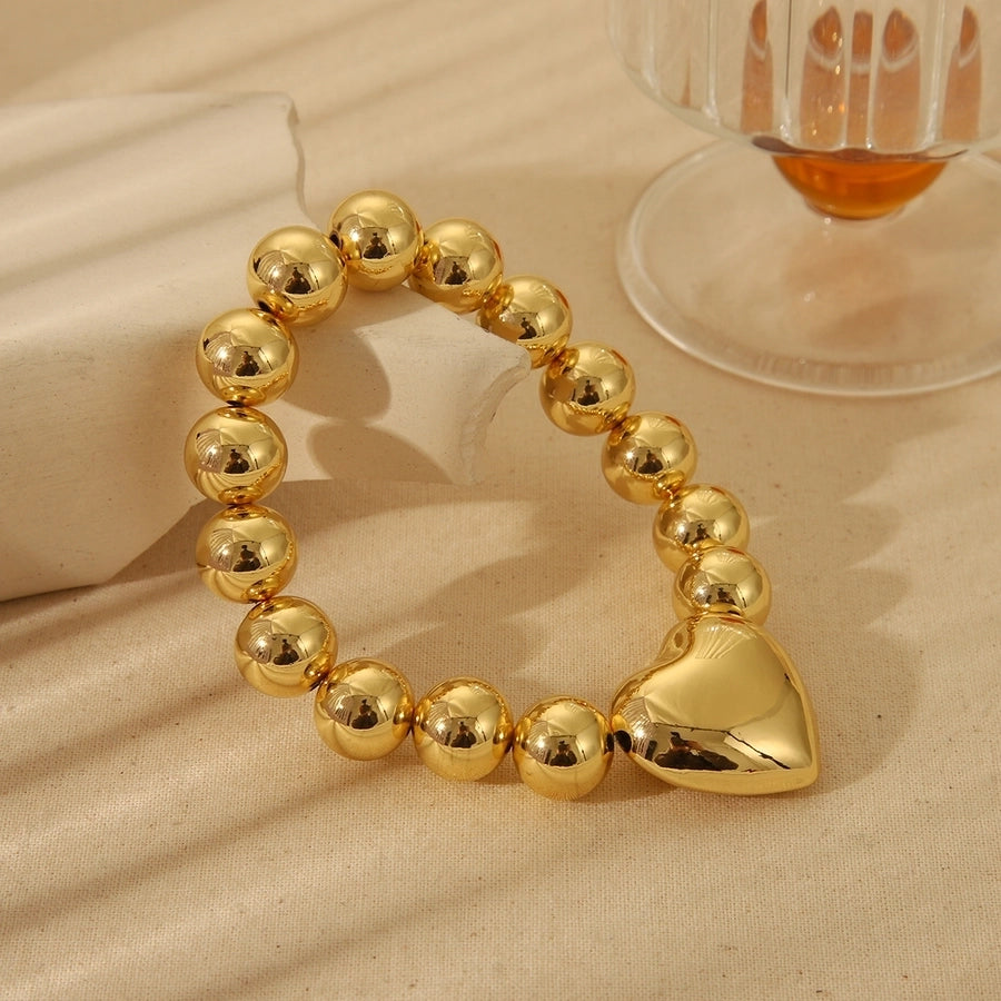 Jewelry Elegant Heart Shape Copper 18K Gold Plated Beaded Imitation Pearl Plating Bracelets