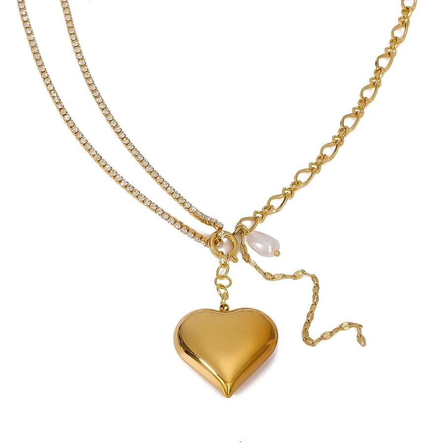 Jewelry Simple Style Streetwear Heart Shape Titanium Steel Plating Pendant Necklace