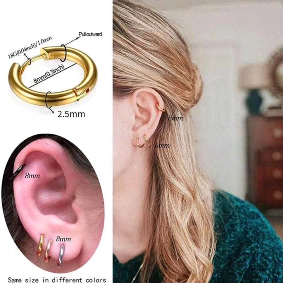 6-Piece Set Casual Simple Style Classic Style Geometric 201 Stainless Steel Hoop Earrings