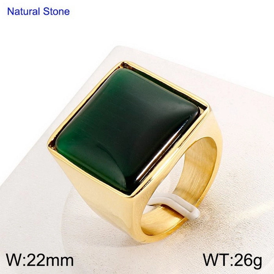 Jewelry Vintage Style Geometric Square Stainless Steel 18K Gold Plated Plating Rings