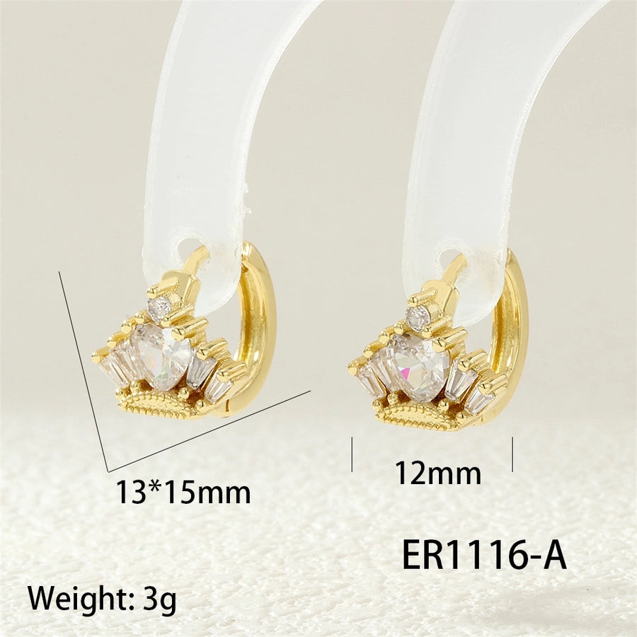 1 Pair IG Style Simple Style Commute Round Plating Inlay Copper Zircon 18K Gold Plated Hoop Earrings