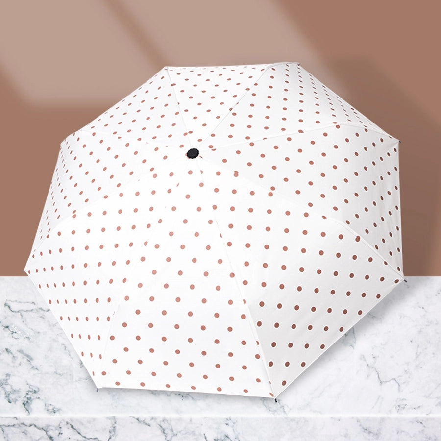 Retro Round Dots Polyester Iron Umbrella Rain Gear