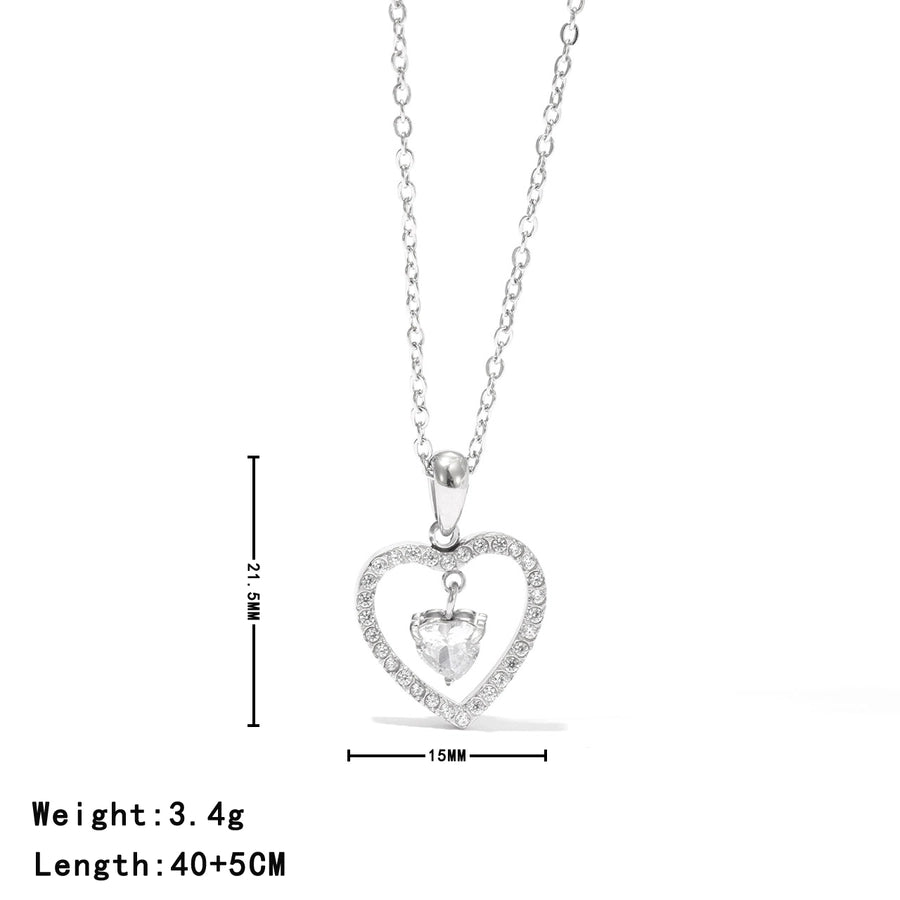 Jewelry Cute Vintage Style Simple Style Heart Shape 304 Stainless Steel 16K Gold Plated Pendant Necklace