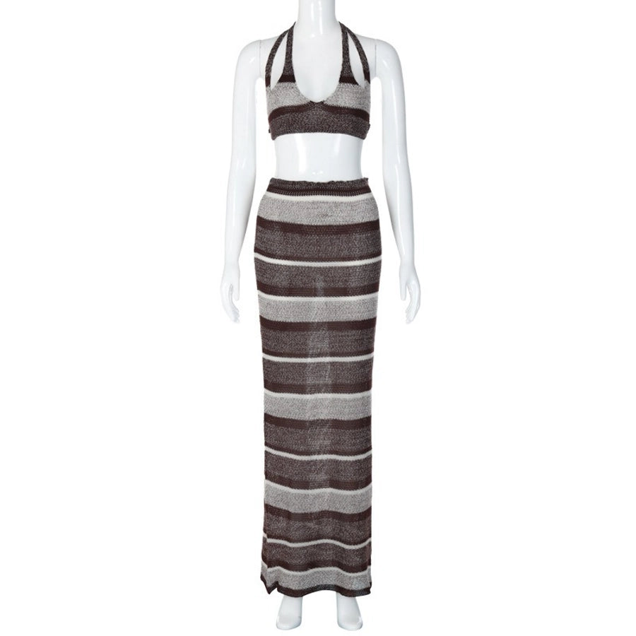 Holiday Women's Elegant Sexy Stripe Polyacrylonitrile Fiber Skirt Sets Skirt Sets