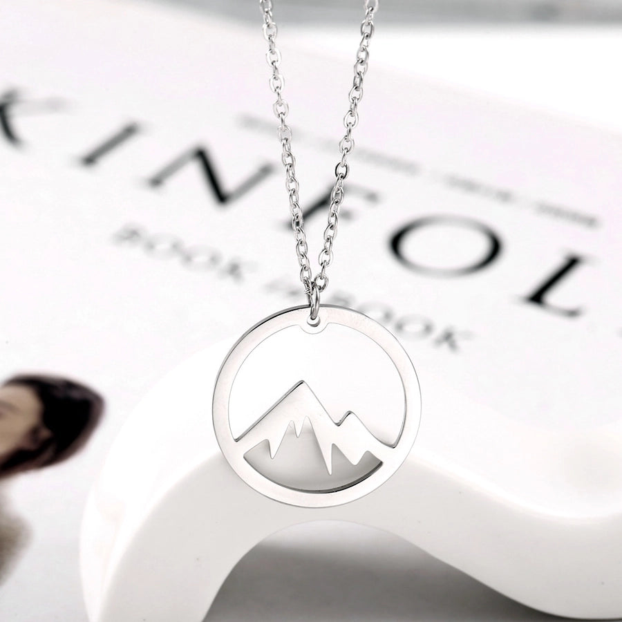 304 Stainless Steel 18K Gold Plated Simple Style Plating Geometric Mountain Pendant Necklace