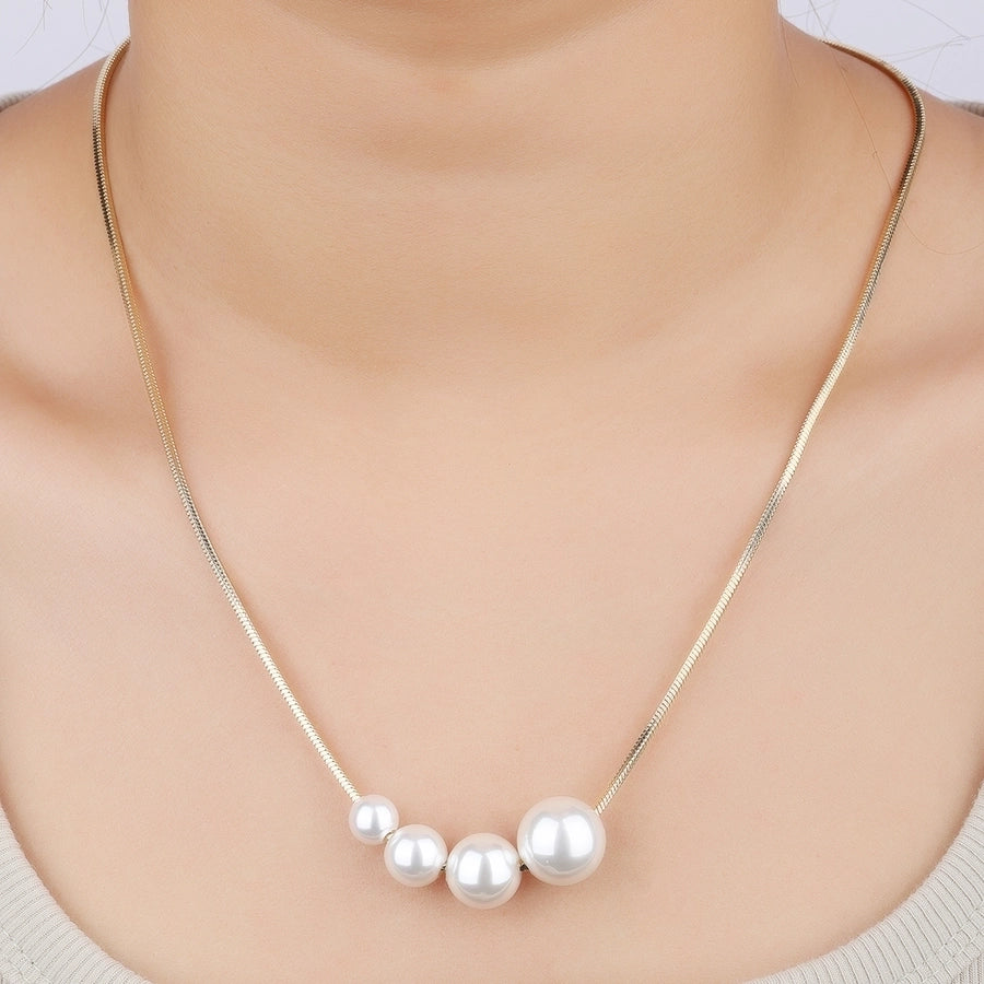 Copper 18K Gold Plated Asymmetrical Hollow Out Round Heart Shape Artificial Pearls Necklace - CEJEW