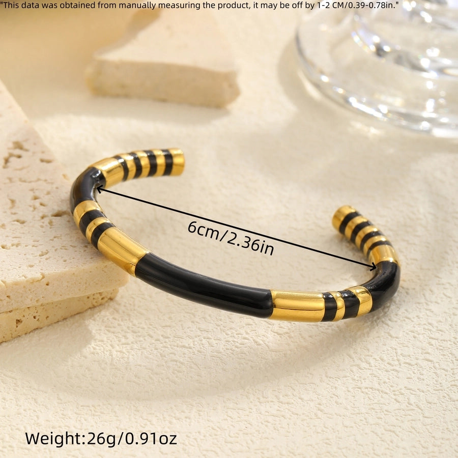 Elegant C Shape Round Titanium Steel 18K Gold Plated Bangle In Bulk