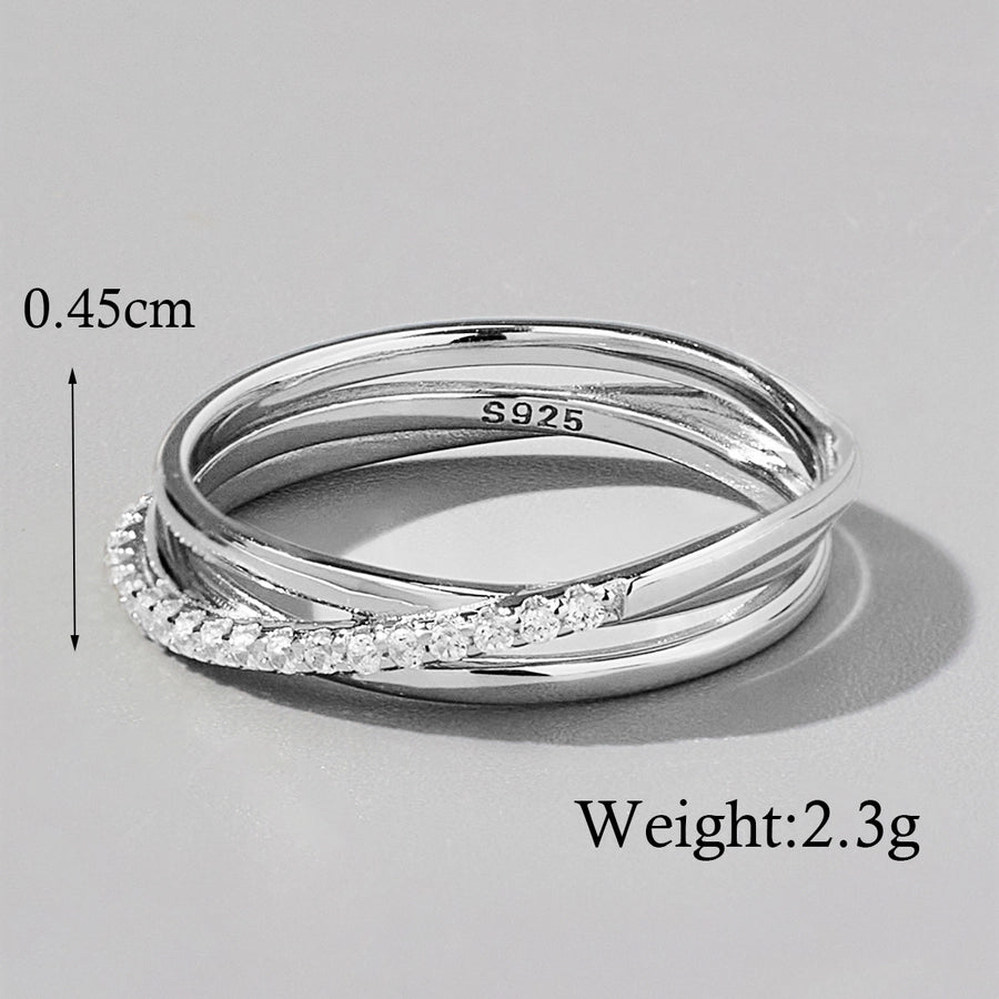 925 Sterling Silver Zircon Geometric Rings