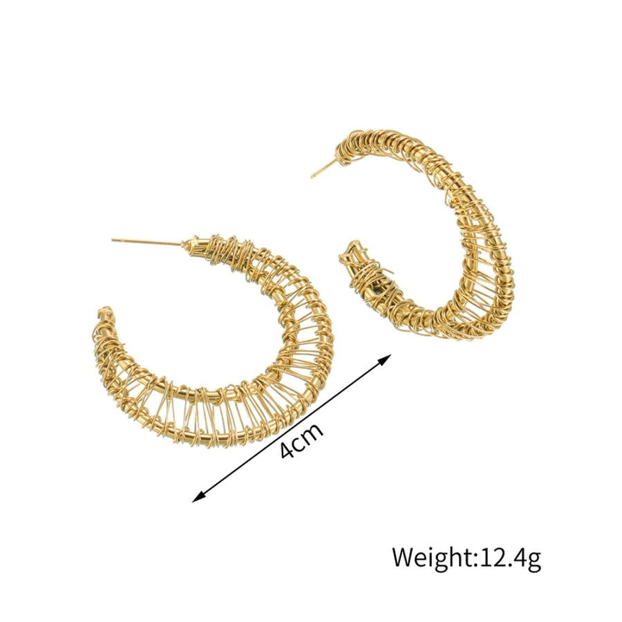 1 Piece Elegant Lady Simple Style Moon Braid 304 Stainless Steel 18K Gold Plated Stainless Steel Earrings