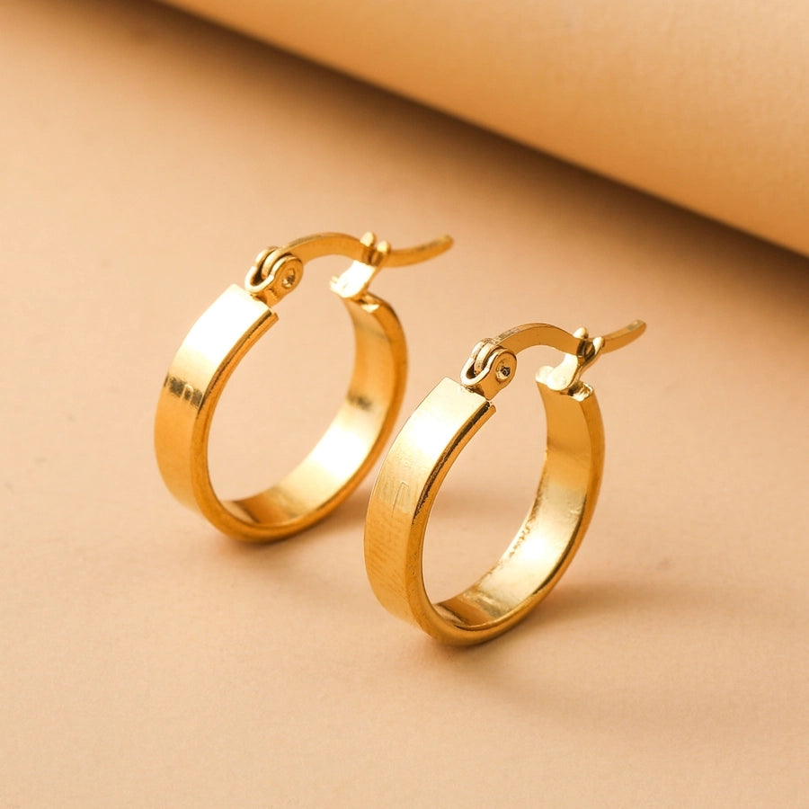 1 Pair Elegant Simple Style Geometric Plating Stainless Steel 18K Gold Plated Earrings