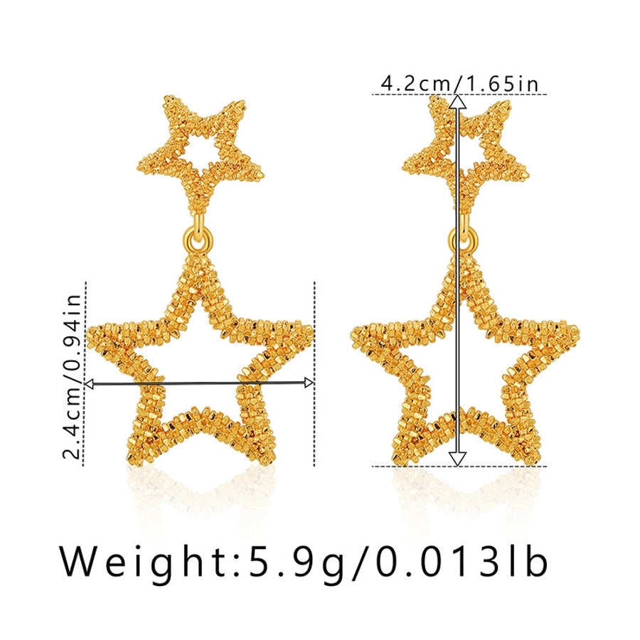 Copper 18K Gold Plated Inlay Cactus Star Heart Shape Zircon Earrings Necklace