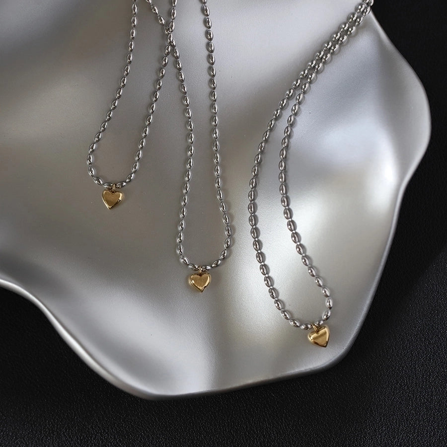 Jewelry Casual Sweet Heart Shape 201 Stainless Steel 304 Stainless Steel 18K Gold Plated Necklace