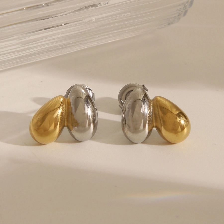 1 Pair Vintage Style French Style Heart Shape 304 Stainless Steel 18K Gold Plated Ear Studs