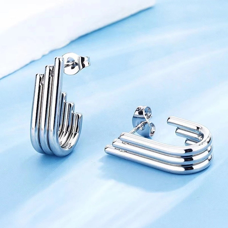 1 Pair Simple Style U Shape Plating 304 Stainless Steel 18K Gold Plated Earrings