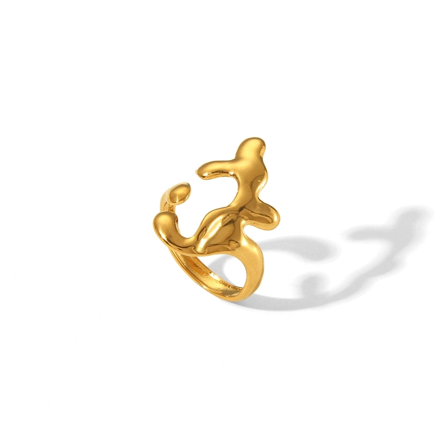 Jewelry Simple Style Irregular Solid Color Bow Knot 304 Stainless Steel 18K Gold Plated Open Rings