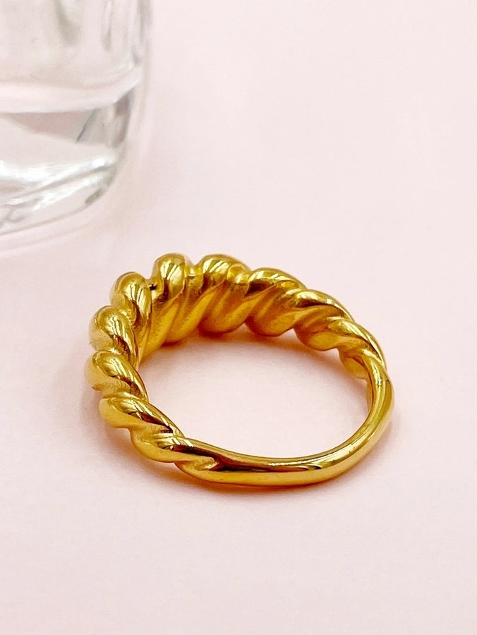 304 Stainless Steel 14K Gold Plated Casual Commute Plating Twist Rings