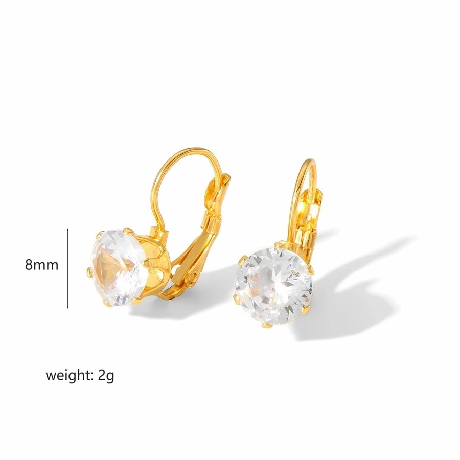 1 Pair Retro French Style Geometric Plating Inlay 304 Stainless Steel Pearl Zircon 18K Gold Plated Earrings Ear Studs