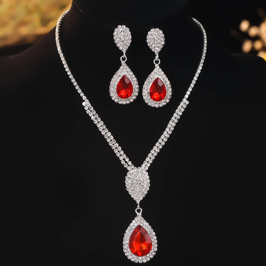 Rhinestone Copper Water Droplets Jewelry Set - CEJEW