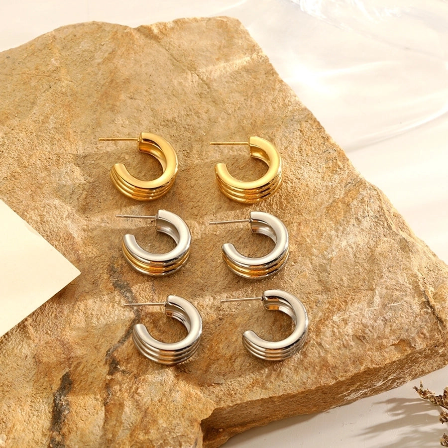 1 Pair Luxurious Simple Style Classic Style Geometric 304 Stainless Steel 18K Gold Plated Earrings - CEJEW