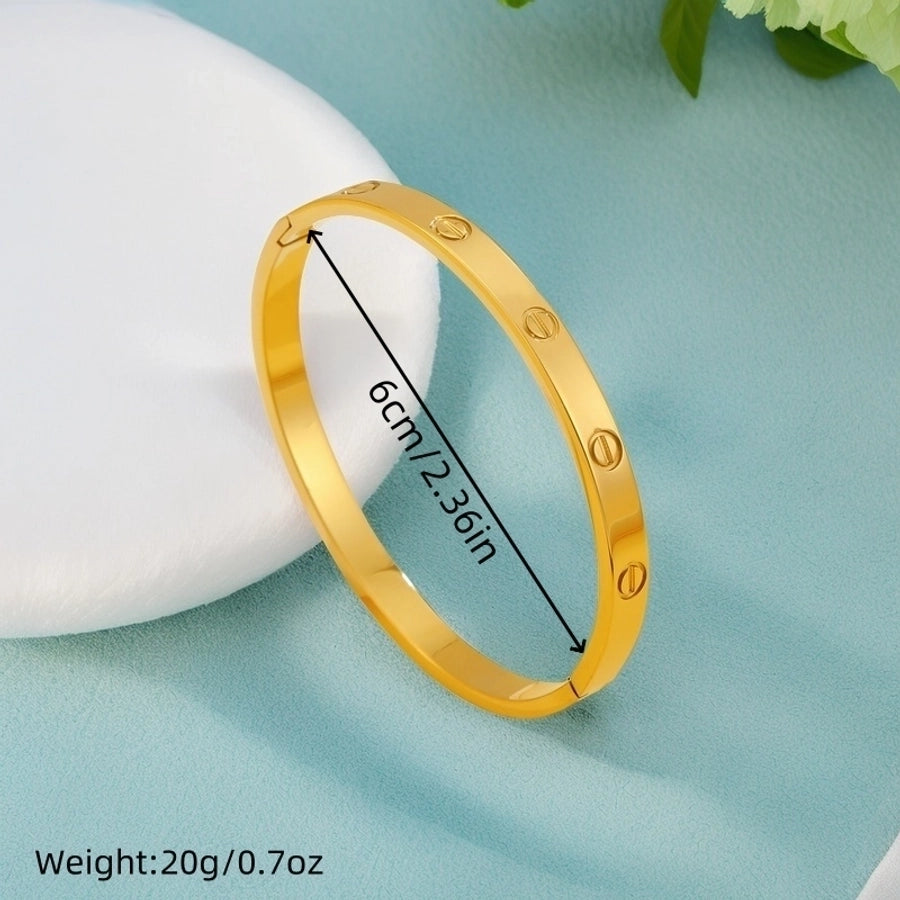 Elegant Flower Titanium Steel 18K Gold Plated Bangle In Bulk