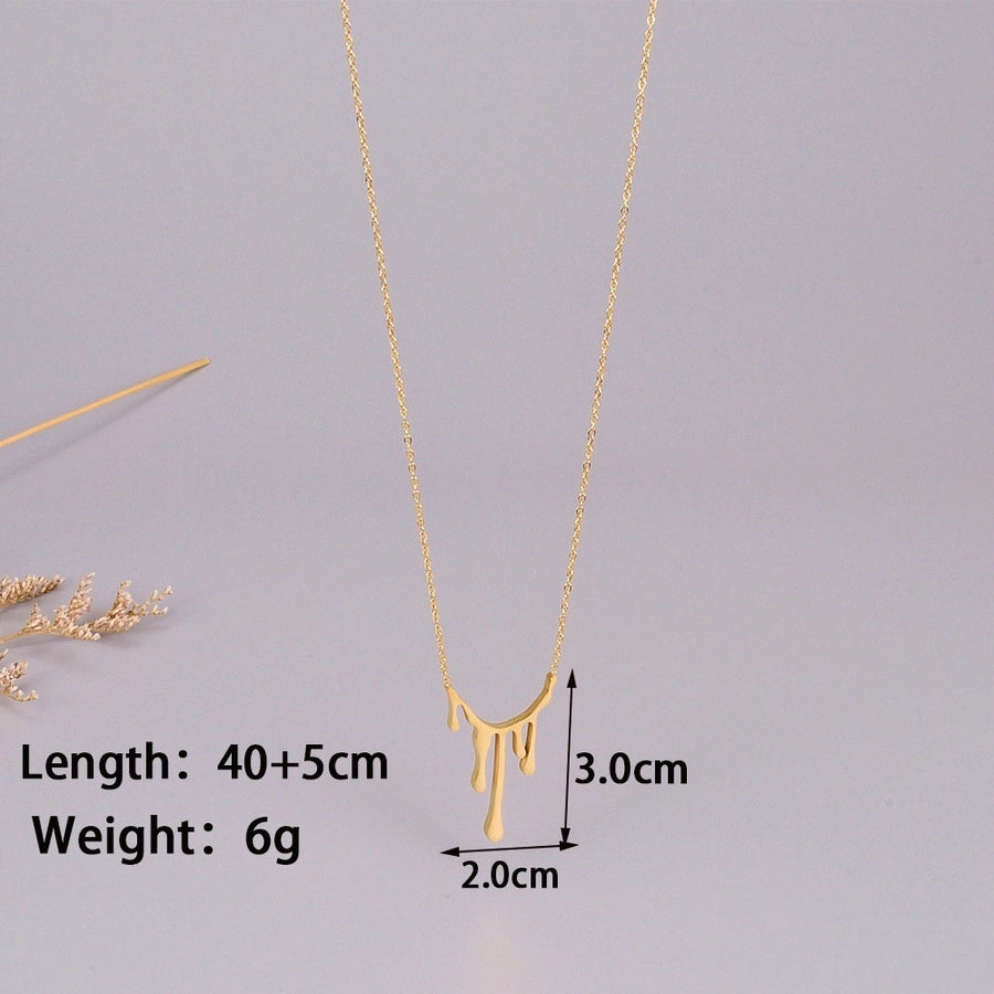 Jewelry Simple Style Water Droplets 304 Stainless Steel 18K Gold Plated Plating Pendant Necklace