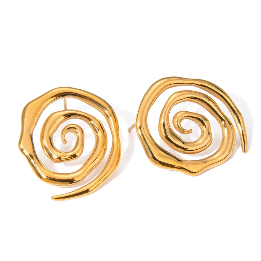 1 Pair Simple Style Classic Style Spiral Plating 304 Stainless Steel 18K Gold Plated Ear Studs