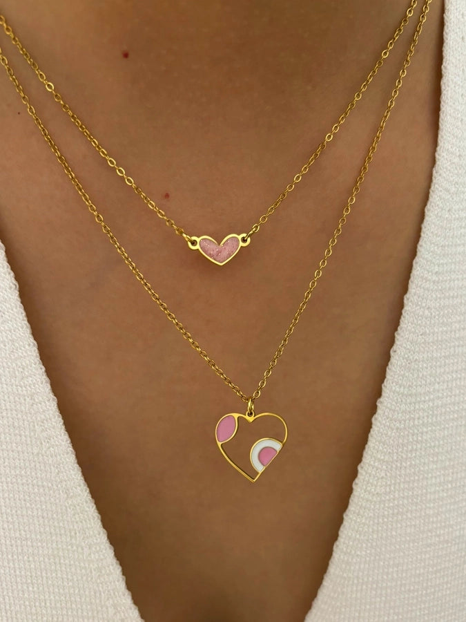 Jewelry Simple Style Heart Shape 316L Stainless Steel  18K Gold Plated Irregular Pendant Necklace