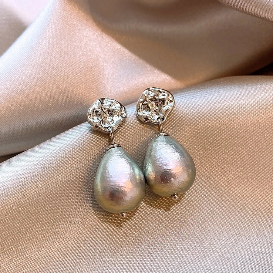 1 Pair Retro Water Droplets Plating Copper Imitation Pearl Zircon Drop Earrings