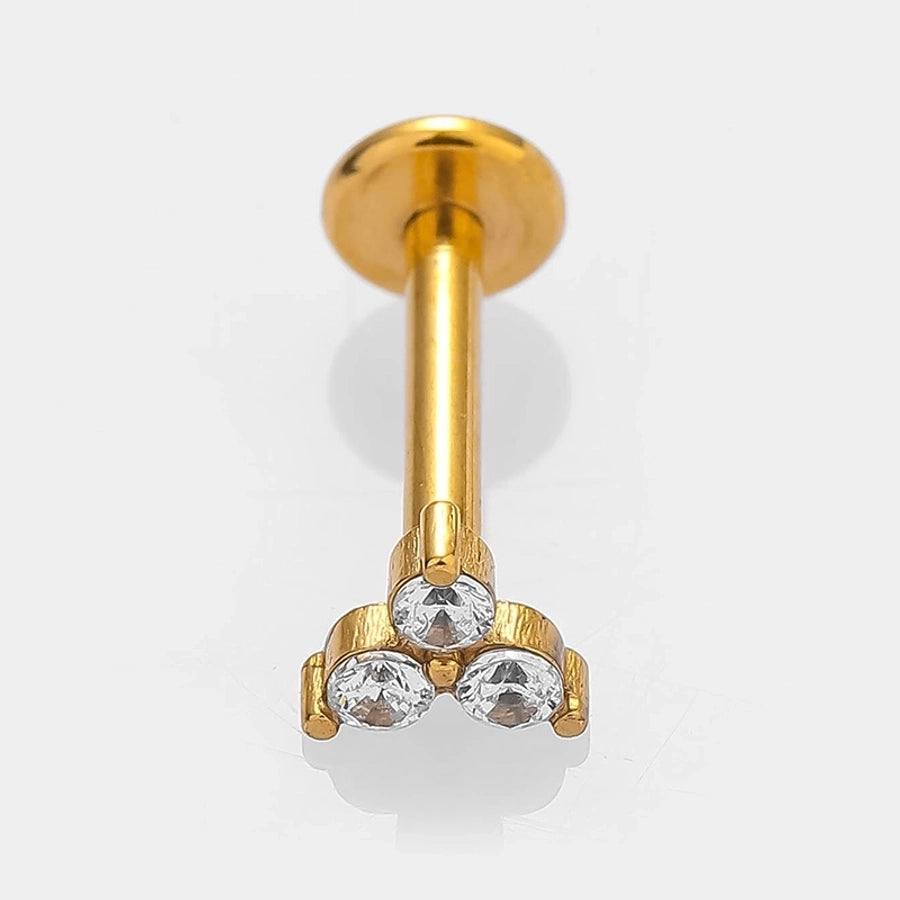 1 Piece Lip Rings Simple Style Classic Style Cross Flower 316L Stainless Steel  Polishing Zircon 18K Gold Plated Lip Rings Ear Cartilage Rings & Studs Nose Rings & Studs