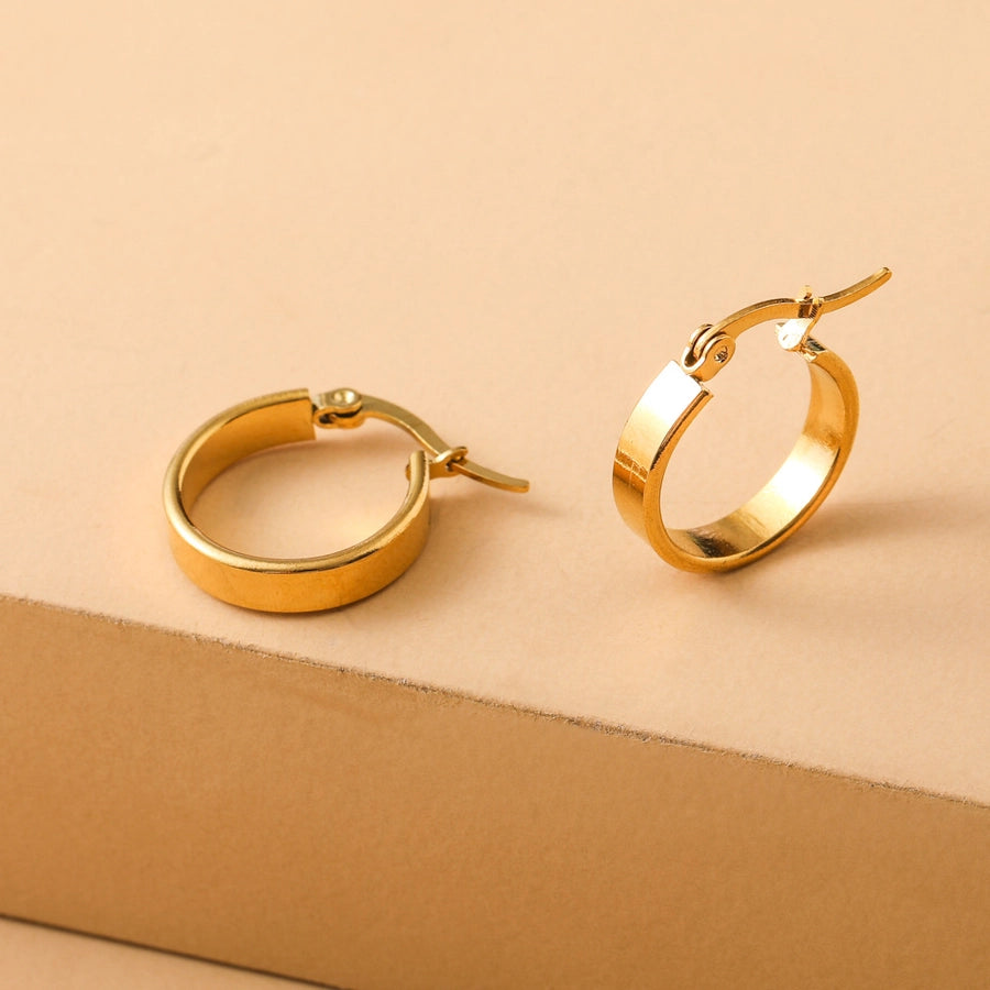 1 Pair Elegant Simple Style Geometric Plating Stainless Steel 18K Gold Plated Earrings