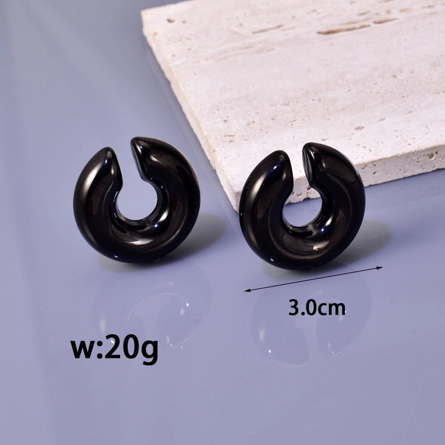 1 Pair Simple Style Classic Style C Shape Plating Titanium Steel Ear Studs