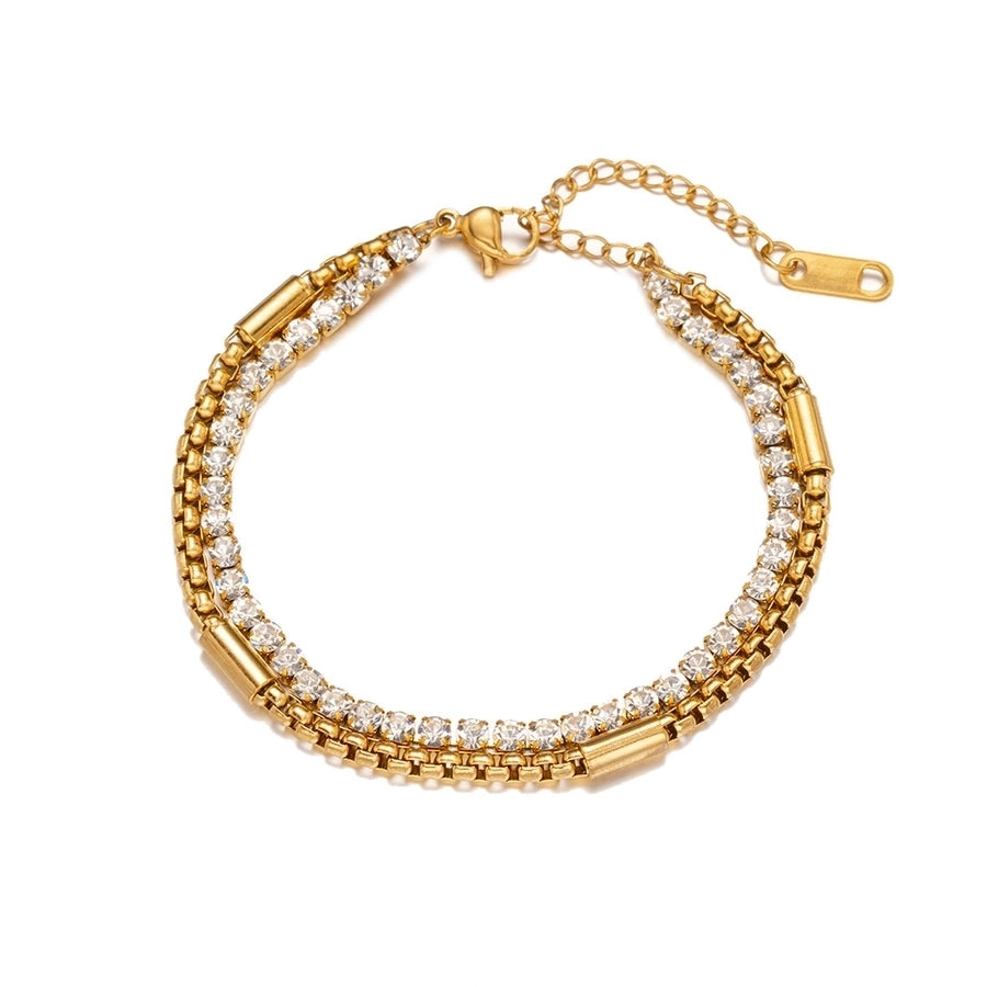 A Double-Layer Super Flash 18K Real Gold Stainless Steel Zircon Bracelet Suitable for Women's Daily Wear