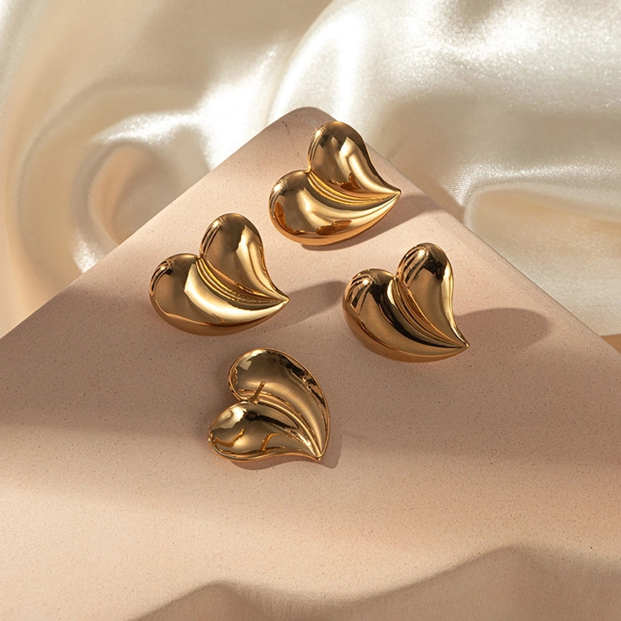 1 Pair Elegant Cute Sweet Heart Shape Plating 304 Stainless Steel 14K Gold Plated Ear Studs