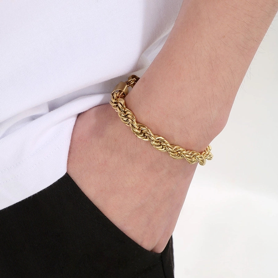 Elegant Simple Style Streetwear Twist 304 Stainless Steel 18K Gold Plated Unisex Bracelets